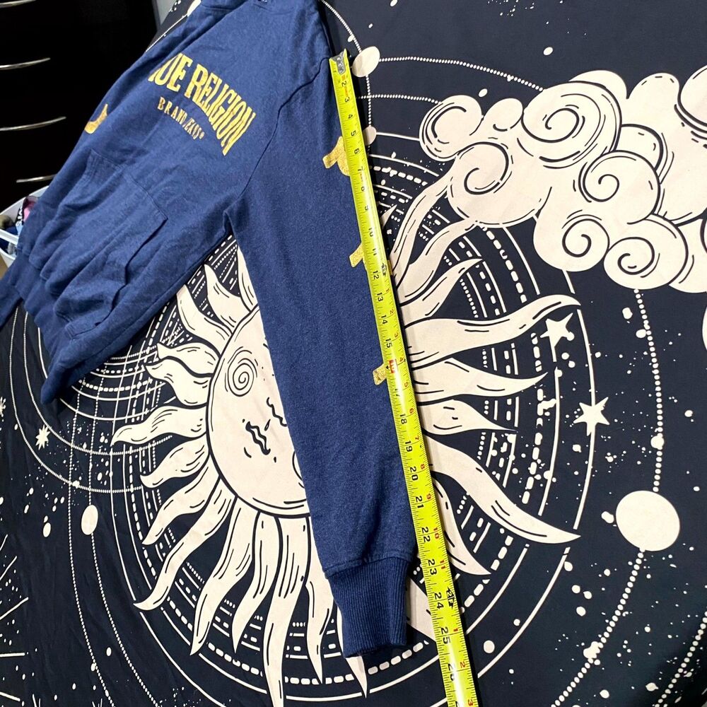 True Religion Hoodie Men's L Blue Cotton Graphic Print Loungewear Gym Training - Picture 6 of 6